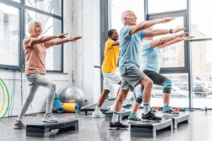 elderly in home care giver aerobic exercise cardiovascular health