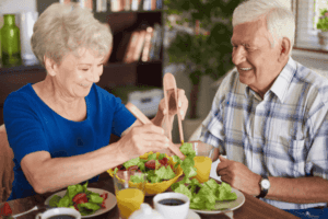 elderly seniors balanced diet at home care giver