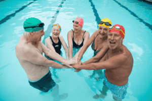 elderly in home care giver Swimming Social Well-Being Connection