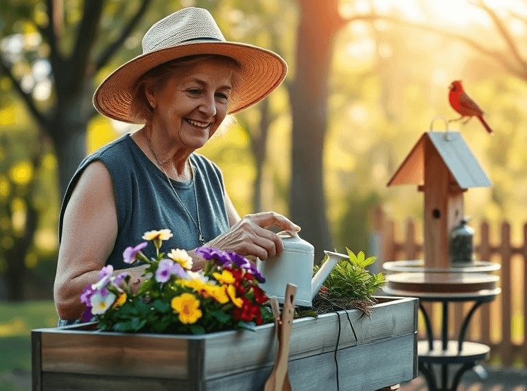 accessible spring gardening activities for seniors that promote wellbeing and connection to nature, from container gardens to bird watching, with seasonal nursery tips.